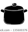 Cooking pot, black silhouette, isolated icon illustration 135600376
