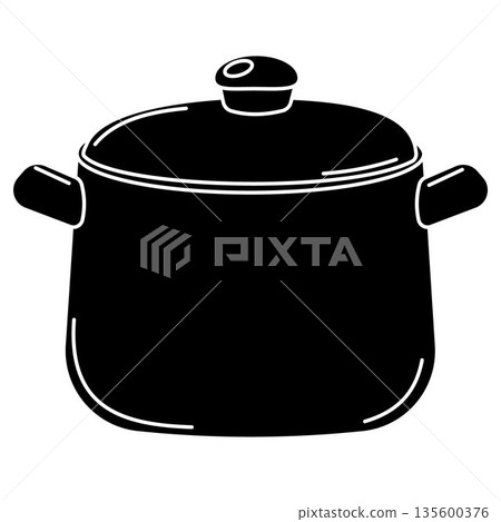 Cooking pot, black silhouette, isolated icon illustration Cooking pot, black silhouette, isolated icon illustration 135600376