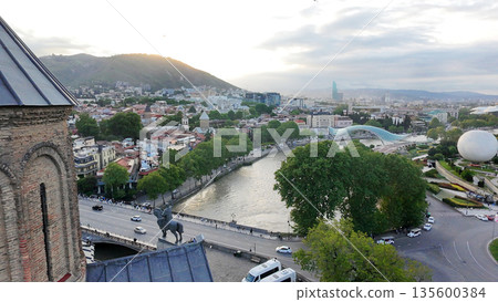 Equestrian statue of King Vakhtang Gorgasali as part of Panorama Equestrian statue of King Vakhtang Gorgasali as part of Panorama 135600384