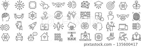 線條畫圖示設定單色向量創新 線條畫圖示設定單色向量創新 135600417
