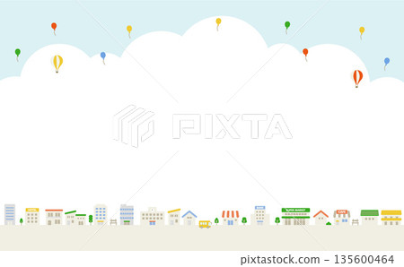 Cute cityscape background illustration material Copy space 135600464
