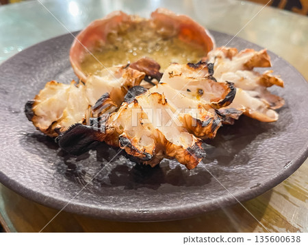 Grilled snow crab meat and crab miso. Grilled snow crab meat and crab miso. 135600638