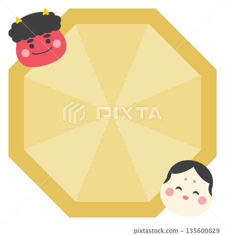 節分八角形相框，飾有惡魔和禦福 135600829