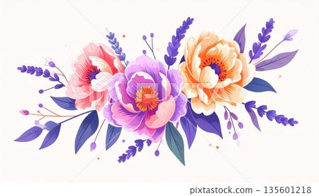 watercolor wreath of blue flowers 135601218