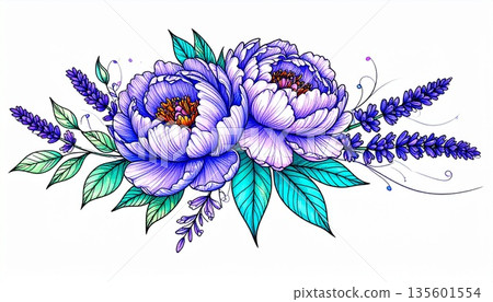 vector illustration of a floral bouquet vector illustration of a floral bouquet 135601554