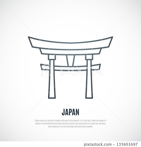 Outline vector illustration of Japanese gate. Outline vector illustration of Japanese gate. 135601697
