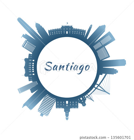 Santiago skyline with colorful buildings. 135601701