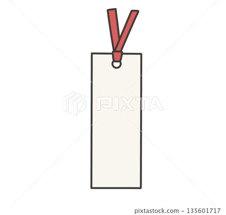 Illustration of a white bookmark with a red ribbon 135601717