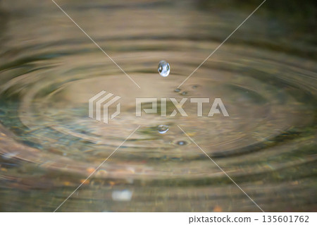 Drops of water falling on the water surface 135601762