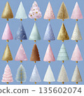 Colorful artistic christmas trees on blue background 135602074