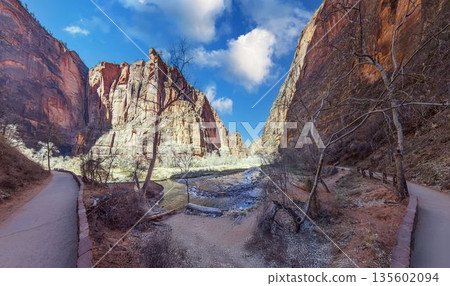 River canyon with cliffs and footpath River canyon with cliffs and footpath 135602094