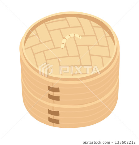 Simple illustration of a wooden steamer Simple illustration of a wooden steamer 135602212