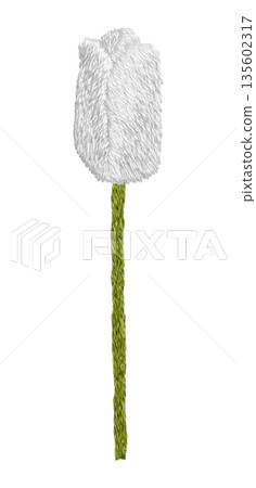 [White tulips] Hand-embroidered illustration material 135602317