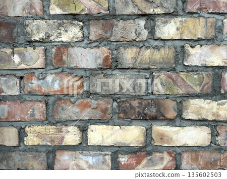 Grunge brick wall texture with varied brown and yellow blocks Grunge brick wall texture with varied brown and yellow blocks 135602503