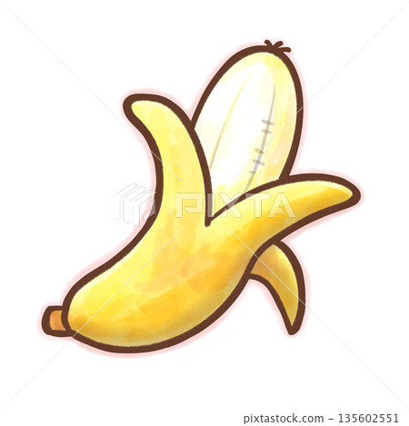 Peeled banana / cute watercolor fruit illustration 135602551
