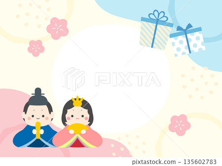 三月插畫，女兒節和白色情人節背景 02 135602783