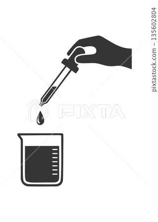 燒杯和滴管輪廓圖標 燒杯和滴管輪廓圖標 135602804