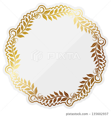 奢華的白色和金色葉形相框 135602937