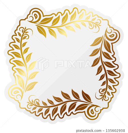 奢華的白色和金色葉形相框 135602938