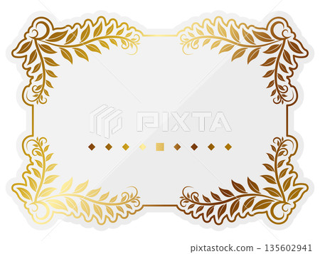 Luxurious leaf frame in white and gold 135602941