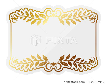 Luxurious leaf frame in white and gold 135602942
