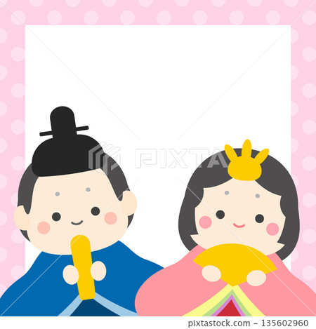 女兒節方形橫幅背景，粉紅色邊框 135602960