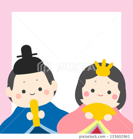 女兒節方形橫幅背景，粉紅色邊框 135602961