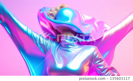 flying fabric flying multicolored fabric in motion 135603117