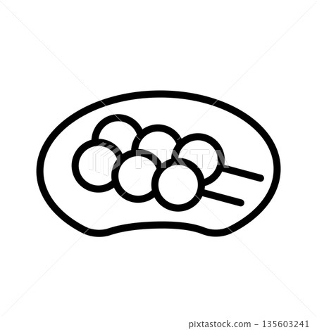 Line drawing icon of dumplings on a plate Line drawing icon of dumplings on a plate 135603241