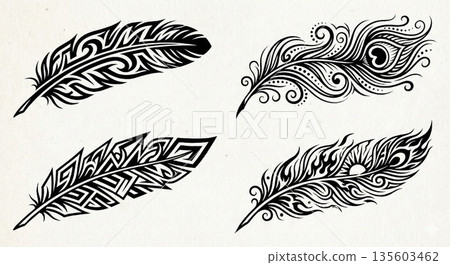 Feather 01 Tribal design Feather 01 Tribal design 135603462
