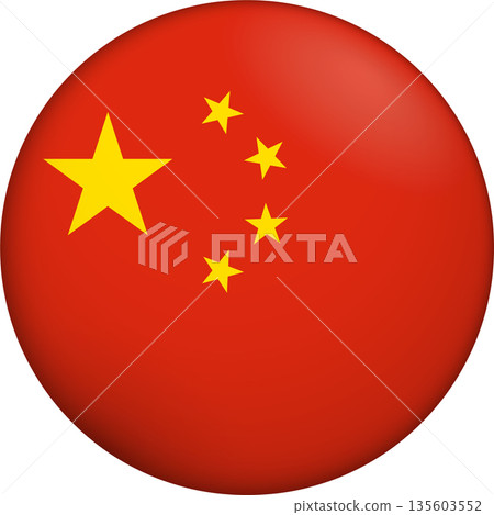 Flag of China. Glossy circular flag. Button appearance. 3D Icon Design with depth Flag of China. Glossy circular flag. Button appearance. 3D Icon Design with depth 135603552