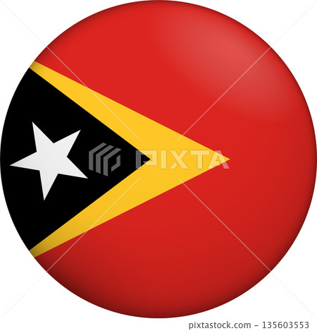 Flag of East Timor. Glossy circular flag. Button appearance. 3D Icon Design with depth 135603553