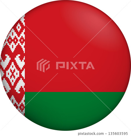Flag of Belarus. Glossy circular flag. Button appearance. 3D Icon Design with depth Flag of Belarus. Glossy circular flag. Button appearance. 3D Icon Design with depth 135603595