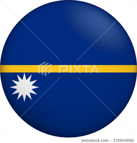 Flag of Nauru. Glossy circular flag. Button appearance. 3D Icon Design with depth 135603660