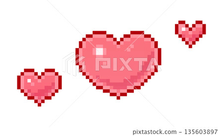 點陣藝術，簡約可愛的愛心裝飾，像素藝術，裝飾 135603897