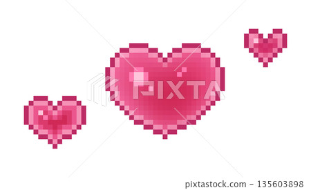 點陣藝術，簡約可愛的愛心裝飾，像素藝術，裝飾 135603898