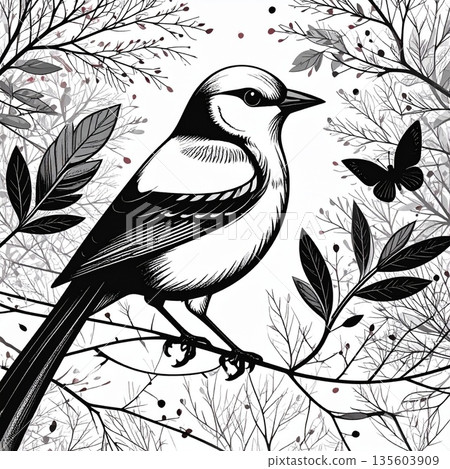 seamless pattern with birds and birds seamless pattern with birds and birds 135603909