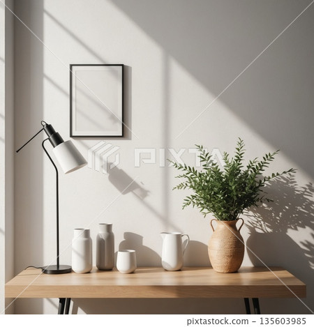 white coffee cup on wooden table in living room white coffee cup on wooden table in living room 135603985
