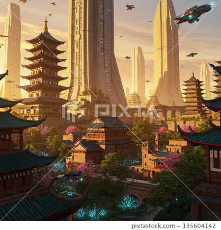 beautiful temple in the evening 135604142