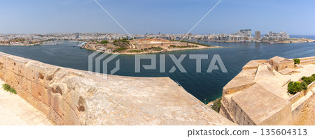 Panoramic view of Manoel Island and Sliema from Valletta, Malta Panoramic view of Manoel Island and Sliema from Valletta, Malta 135604313