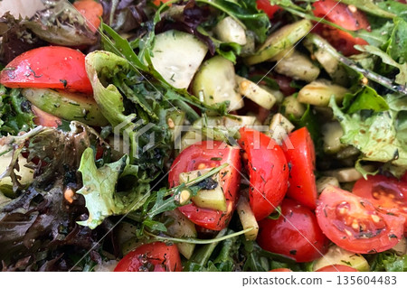 Fresh Garden Salad with Tomatoes and Cucumbers 135604483