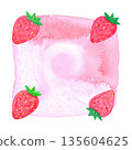 草莓邊框插圖（水彩紋理素材） 135604625