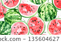 西瓜插圖（水彩，紋理） 135604627