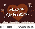Chocolate and heart Valentine's Day background illustration in brown 135604630
