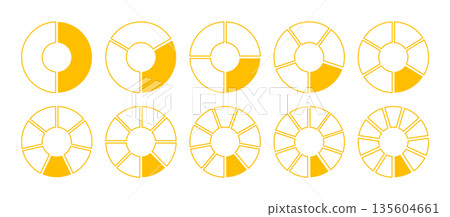 Wheel round yellow divided diagrams with two, three, four, five, six, seven, eight, nine, ten, eleven segments. Circle division on 2, 3, 4, 5, 6, 7, 8, 9, 10, 11 equal parts. Coaching yellow blank Wheel round yellow divided diagrams with two, three, four, five, six, seven, eight, nine, ten, eleven segments. Circle division on 2, 3, 4, 5, 6, 7, 8, 9, 10, 11 equal parts. Coaching yellow blank 135604661
