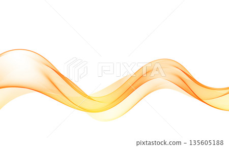 Smooth abstract flowing wave with orange and yellow transparent gradients on white background, clean modern vector design Smooth abstract flowing wave with orange and yellow transparent gradients on white background, clean modern vector design 135605188
