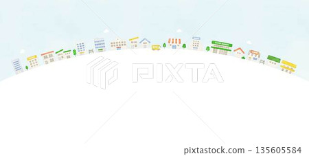 水彩風格的弧形城市景觀背景插圖 水彩風格的弧形城市景觀背景插圖 135605584
