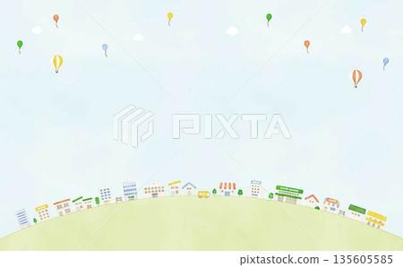 水彩風格的弧形城市景觀背景插圖 水彩風格的弧形城市景觀背景插圖 135605585