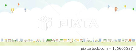 Watercolor style cute cityscape background illustration material, horizontal, copy space Watercolor style cute cityscape background illustration material, horizontal, copy space 135605587