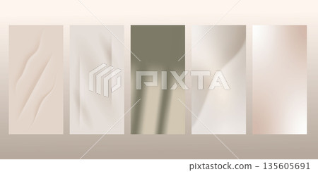 Nude gradient background with waves to create a trendy cover. Beige texture for web design. 135605691